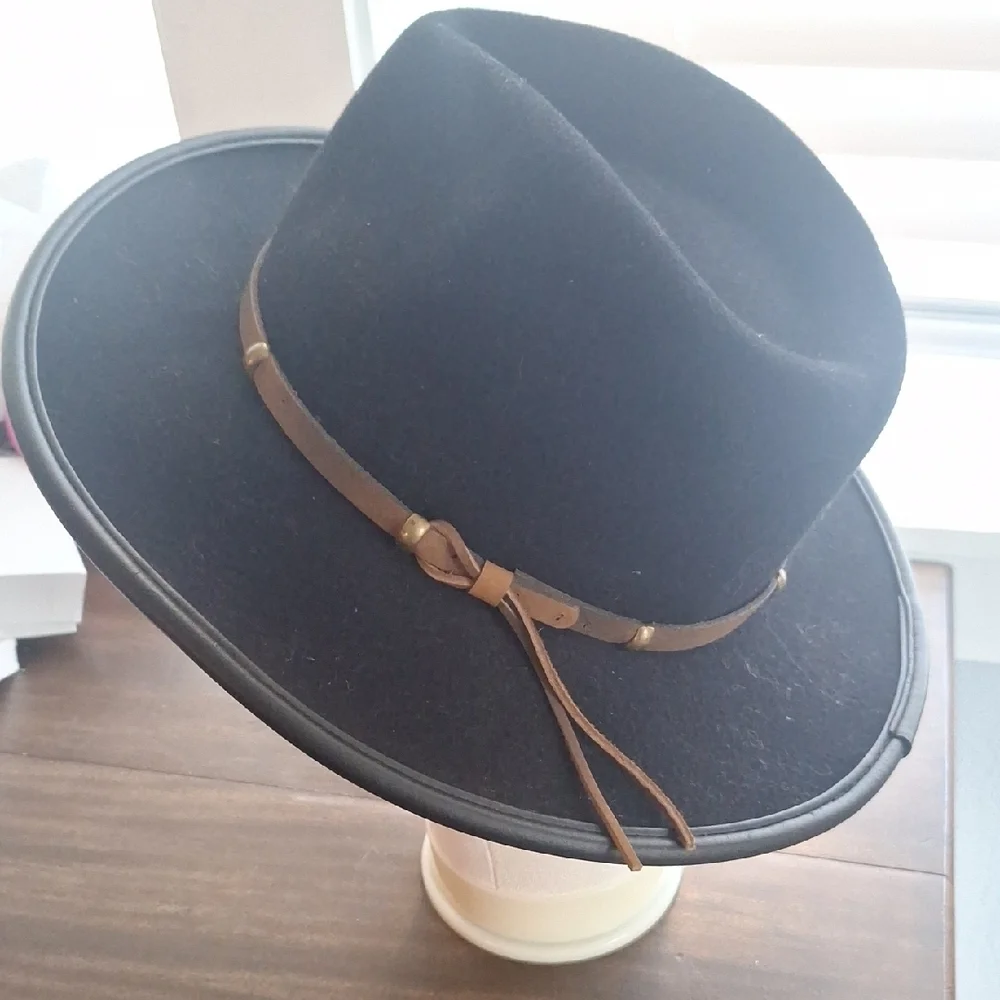 Scala Wool Felt Outback Hat Leather Band Fedora Western Style